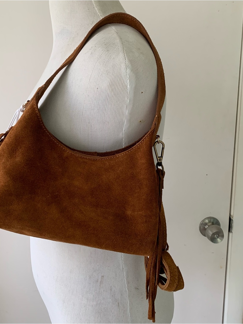 NWT ISADORA Brown Suede Leather Fringe Boho Crossbody Shoulder Small Bag